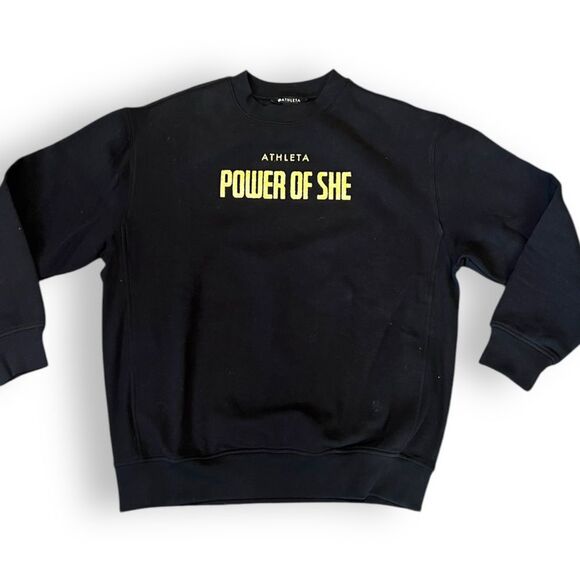 Athleta "Power of SHE" Black Crewneck Women's Sweatshirt Size XS Black  Glitter - Picture 1 of 10